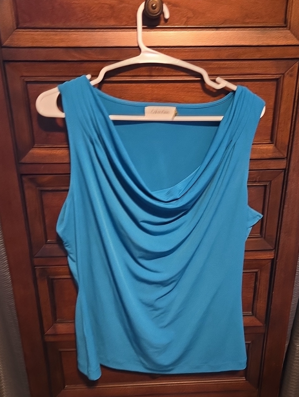 Calvin Klein Sleeveless Cowl Neck Tank - Teal